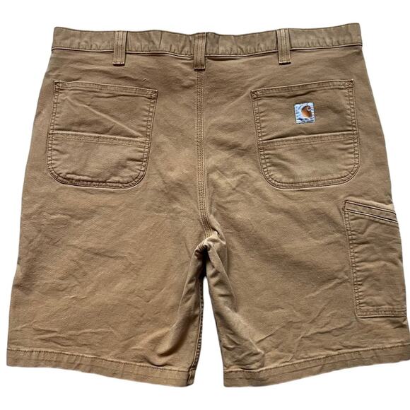 CARHARTT Carpenter Shorts Men’s 42 Relaxed Fit Tan Cotton Canvas 10” - Picture 3 of 7